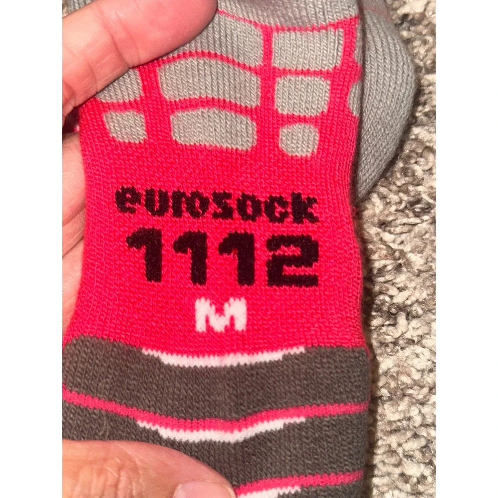 Eurosock Ski Zone 1112 Medium Weight Ski Socks Pink Grey Made in Italy Womens M